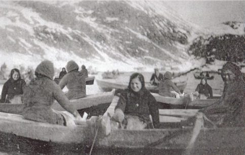 Four woman boats on the fjord