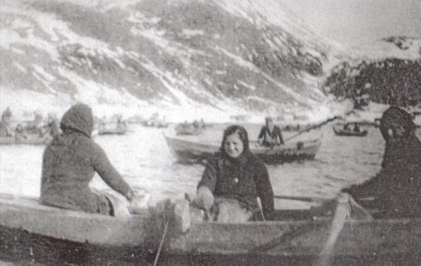 Boat with three ladies out fishing