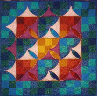 Nine Patch Kameleon triangles forming a diagonal pattern