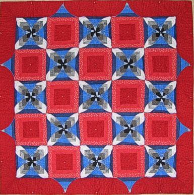kameleon quilt in reverse colours, blue arrangement