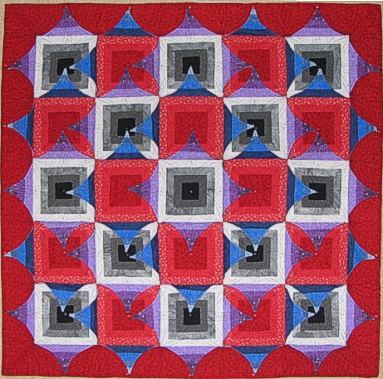 kameleon quilt in reverse colours, center arrangement