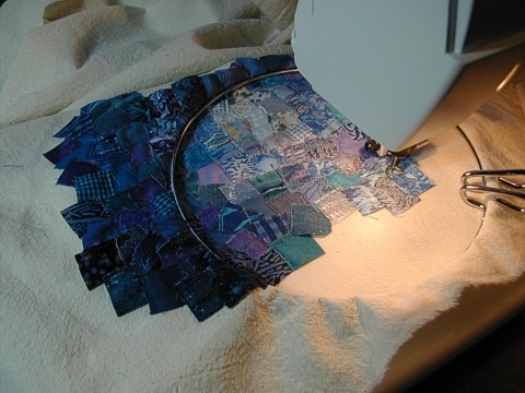 Blue Night sewing in a frame