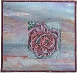 Ice rose photo of rose printed on  hand painted fabric