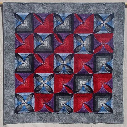 kameleon quilt in first colours, diagonal arrangement