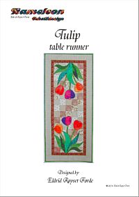 Tulip table runner in patchwork and applique